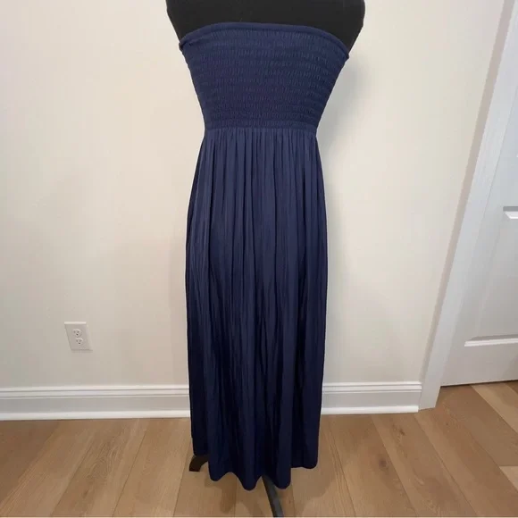 Lilly Pulitzer Navy Blue Strapless Silk Finish Maxi Dress Size Small - Picture 5 of 16